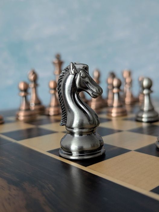 Шахи VIP‼️ металеві фігури дерев'яна дошка