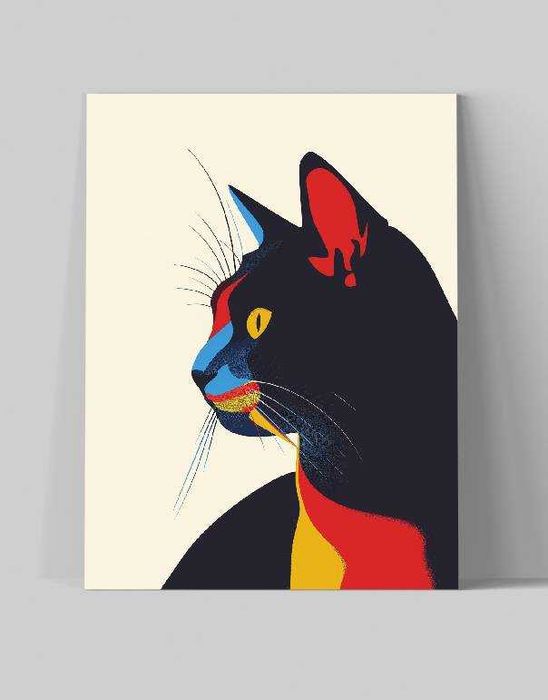 Obraz na płótnie "Geometryczny Kot w Abstrakcji" 60x80 cm
