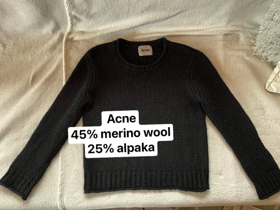 Acne czarny sweter wełna alpaka xs