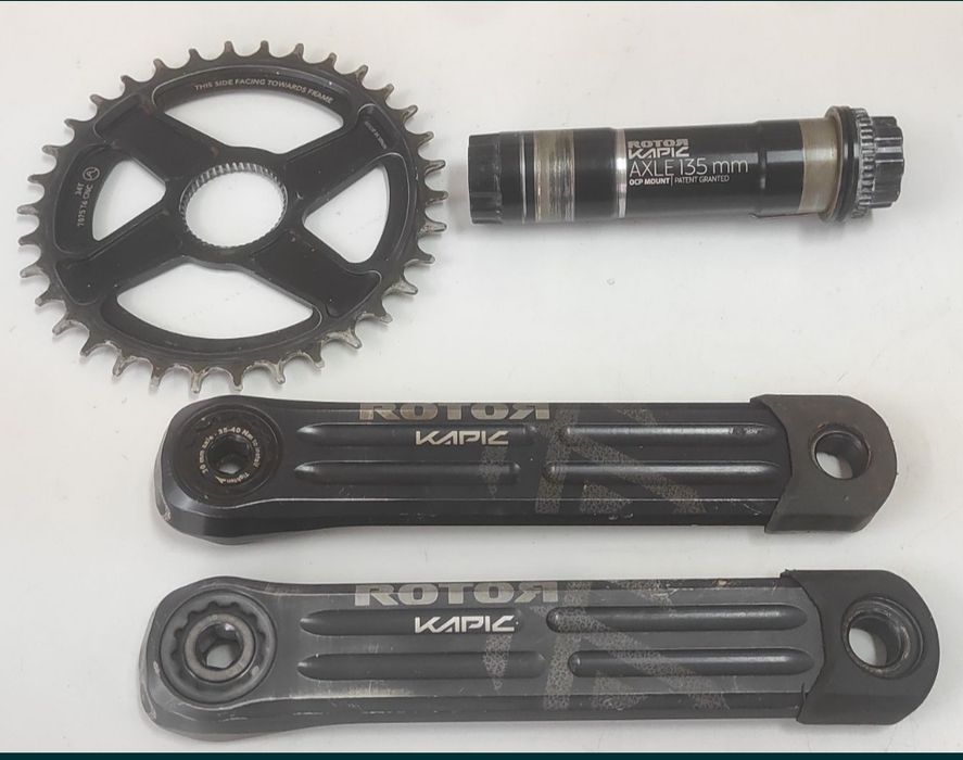 Pedaleira Rotor Kapic alumínio preto+ proteção + eixo + prato 34t