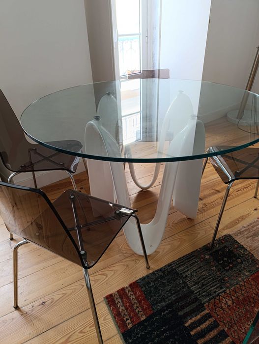 Mesa RONDO vidro+4 cadeiras