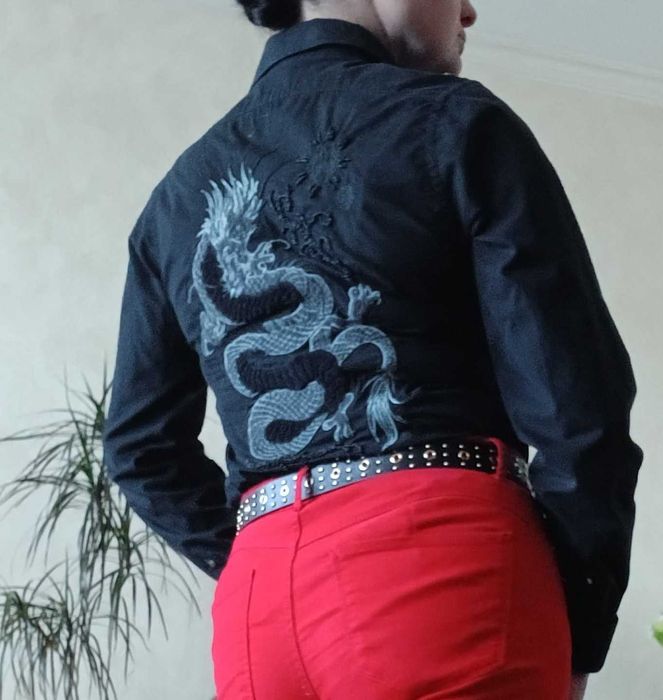 Чёрная рубашка хлопок