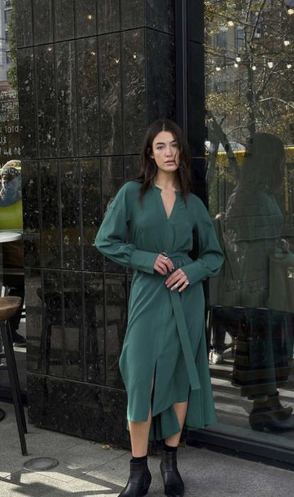 Сукня Lipar з розрізами та асиметрією 52 Зелена