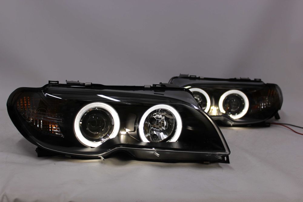 Lampy przednie przód BMW III E46 COUPE 03-06 H7 CCFL Black SMOKE IGŁA!