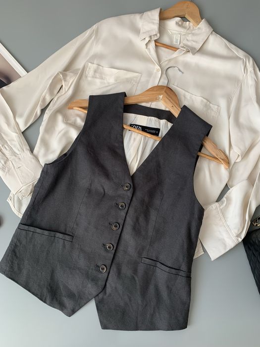 Крутий жилет з натуральної тканини р.XS