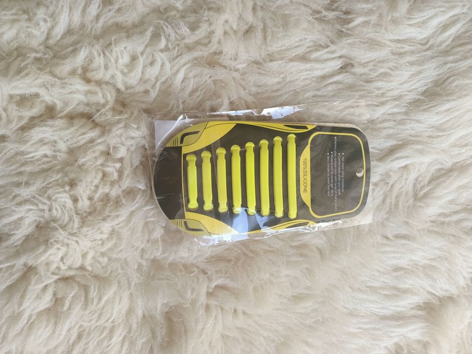 Silikonowe limonkowe żółte sznurówki bez