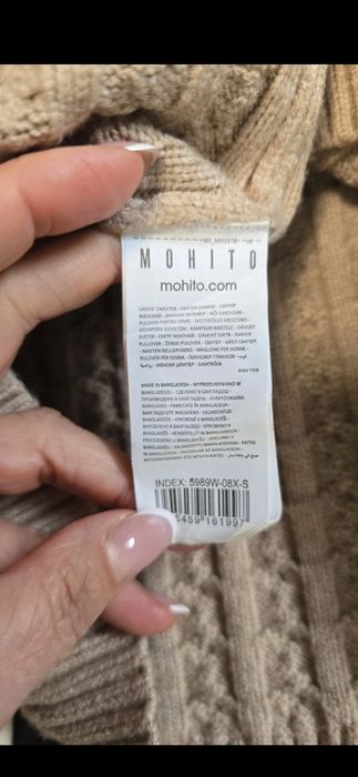 Mohito komplet SM beżowy sweter golf spódnica
