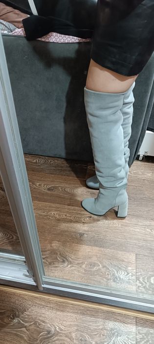 Замшеві осінні сапоги високі