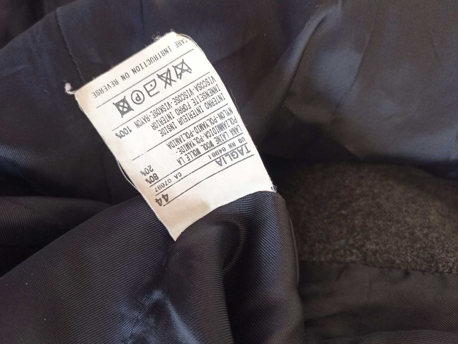 Grafitowy wełniany płaszcz klasyczny united colors of benetton