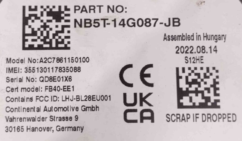 Módulo Bluetooth NB5T-14G087-JB - FORD PUMA