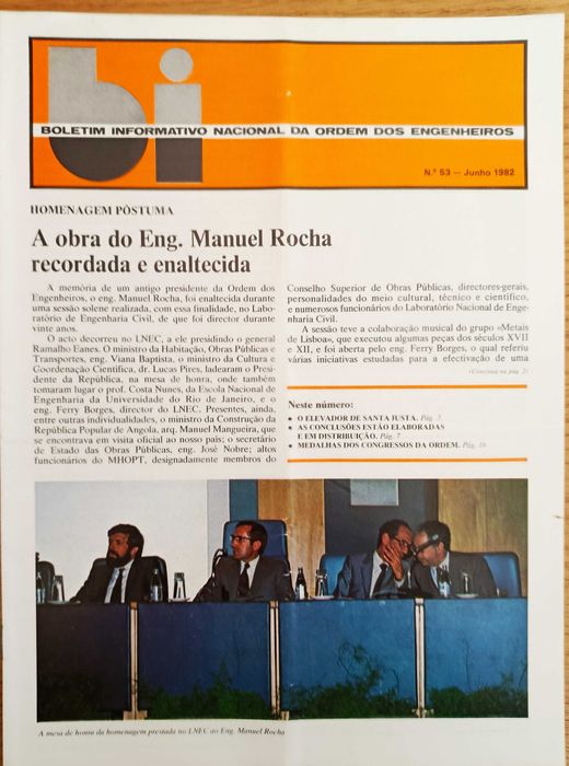 Boletim Informativo Nacional Ordem dos Engenheiros - de janeiro a junho de 1982