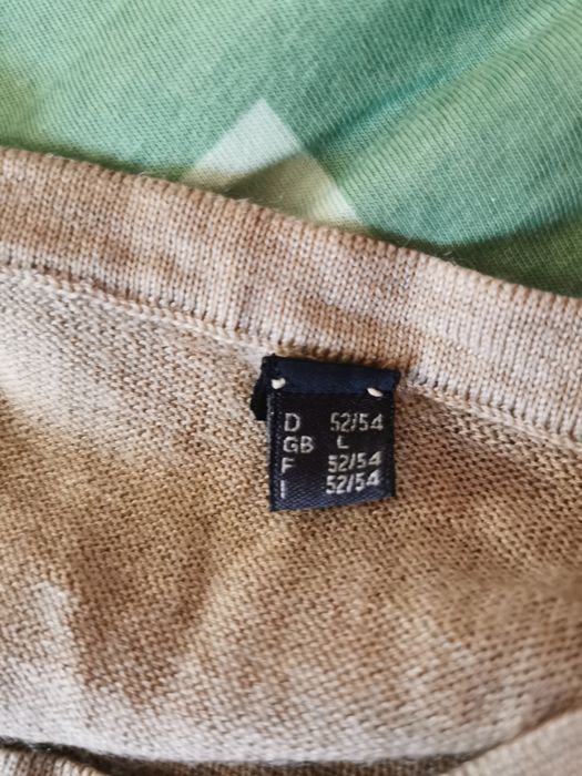 Sweter beżowy kremowy 100% wełna wełniany vintage retro boho 46 3XL