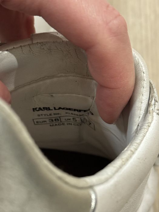 biale buty sneakersy damskie Karl Lagerfeld na platformie 38