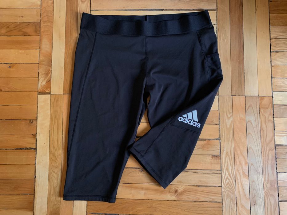 Крутые черные женские леггинсы капри шорты велосипедки Adidas оригинал