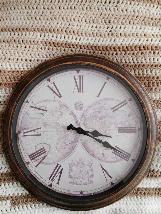 Nanu Nana Zegar ścienny w stylu kolonialnym 40 cm mapy świata