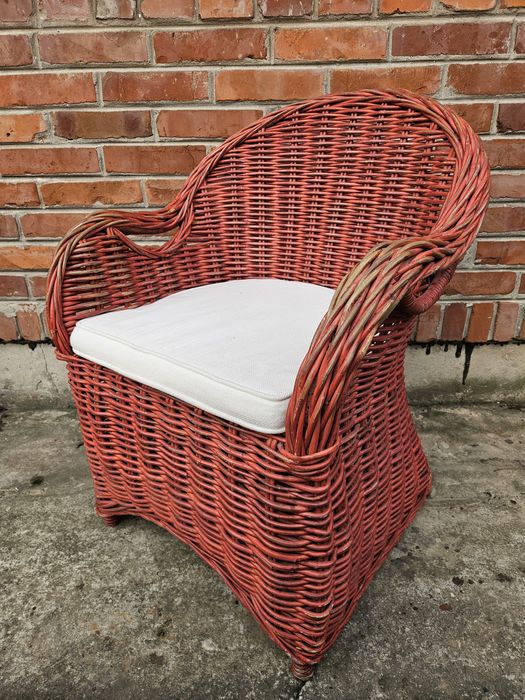 Duzy Fotel ogrodowy tarasowy rattanowy z poduszka