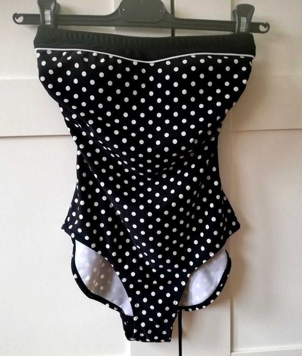Strój kąpielowy jednoczęściowy w grochy, rozmiar 34, XS