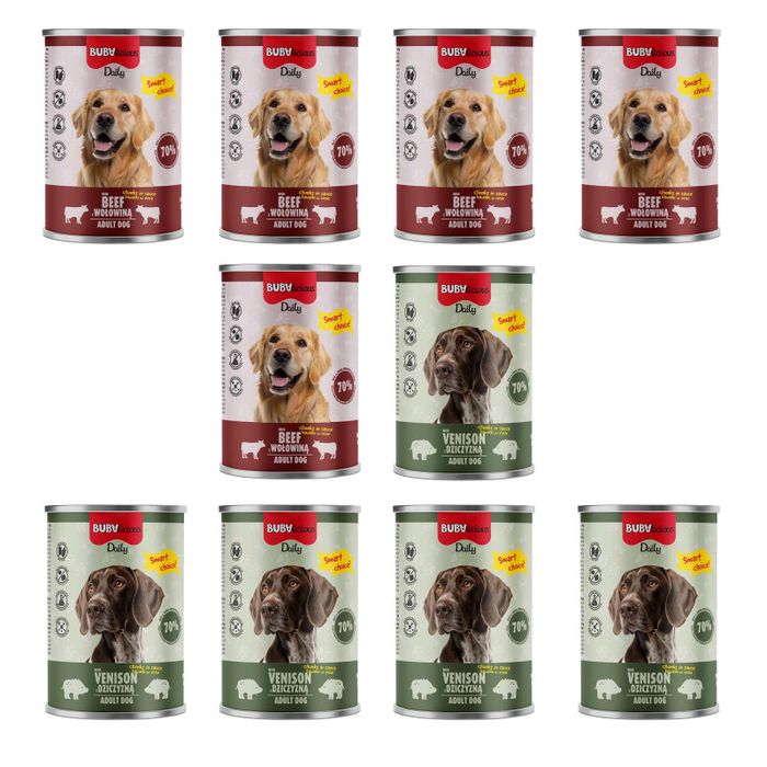 Mokra Karma dla Psa 10x400g MIX z DZICZYZNĄ i WOŁOWINĄ