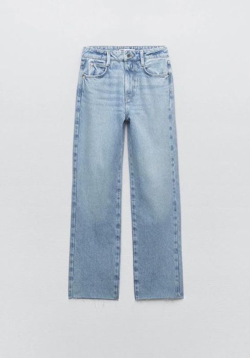Джинси Zara straight fit прямі джинси з необробленим краєм