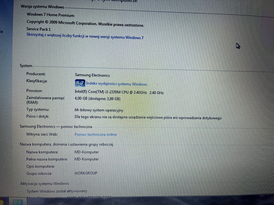 Laptop samsung NP350V5C używany