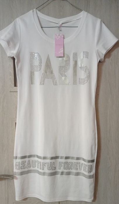 Sukienka biała z cyrkoniami