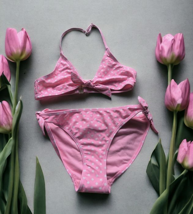 Piękny strój kąpielowy bikini w kropeczki dwuczęściowy kropki grochy