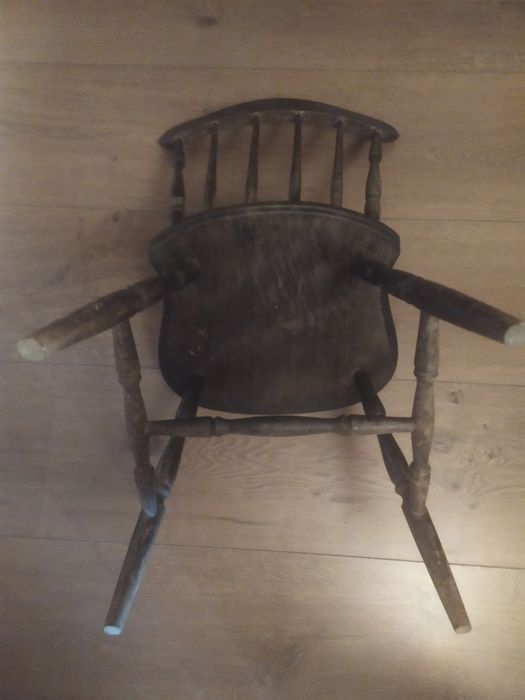 Krzesło drewniane kapitańskie King Edward Patyczak PRL mod 987 Vintage