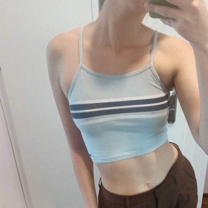 Crop top, top, paski, basic clean girl