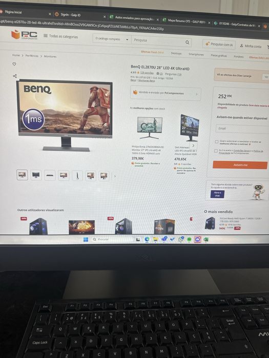 Monitor semi novo benq 4k 28 polegadas