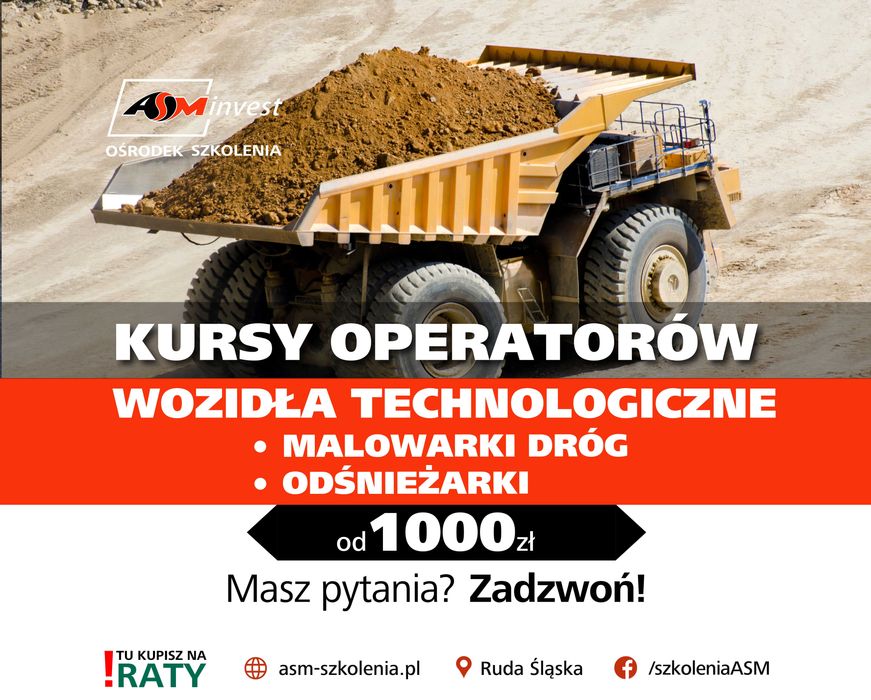 Kurs na Wozidła Technologiczne Malowarki dróg Odśnieżarki mechaniczne