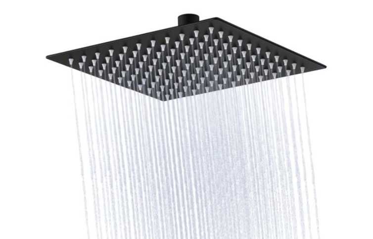 Deszczownica prysznicowa STALOWA CIENKA kwadratowa 40 cm czarna