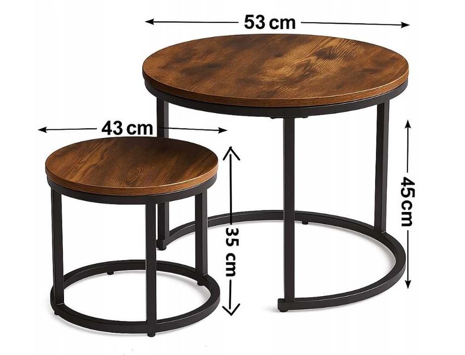 NOWY Stolik Kawowy Okrągły Dąb Ława Rozkładana Do Salonu