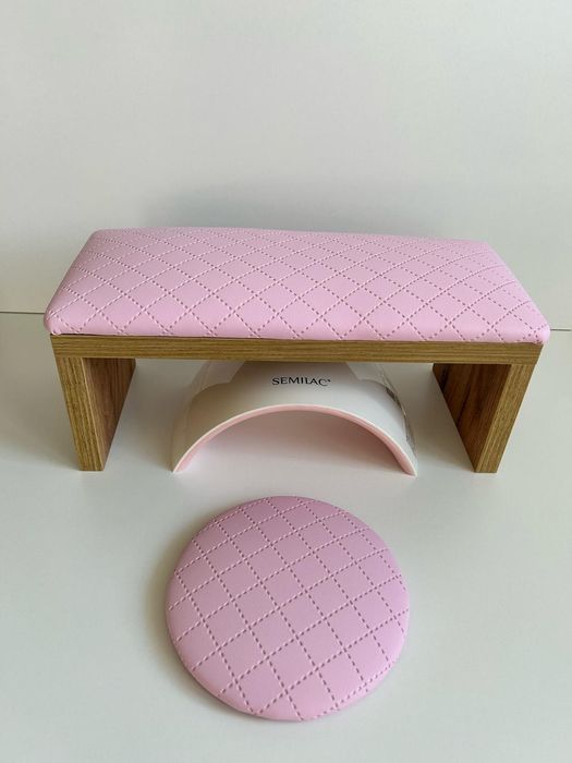 Podpórka do manicure paznokci pod dłoń. Komplet pudrowy róż pikowany