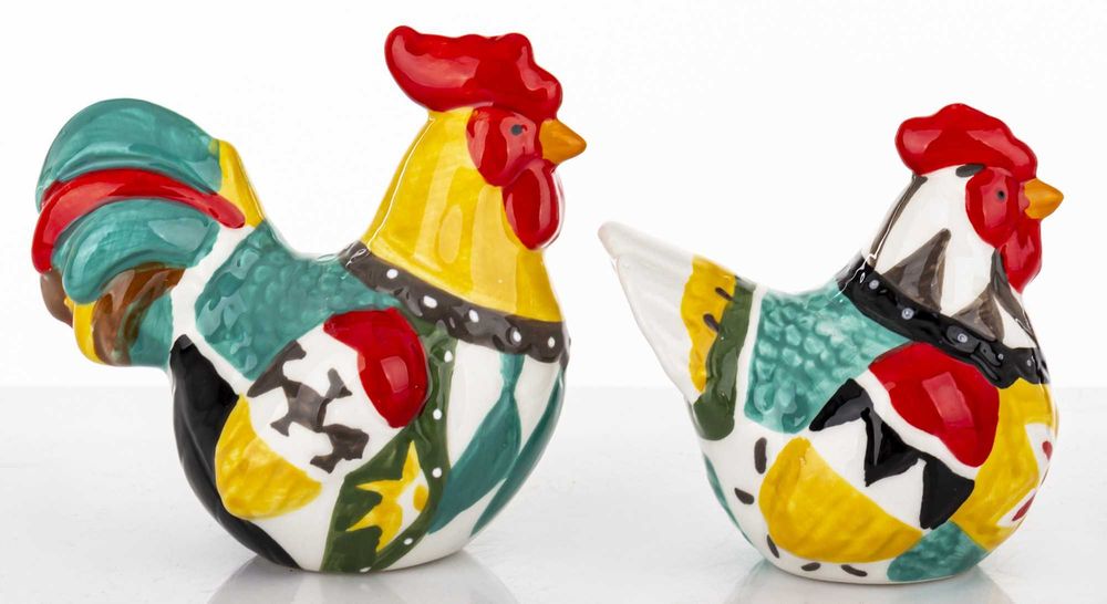 2 x Kura Ceramiczna Kolorowa – Dekoracyjne Figurki Wielkanocne Retro