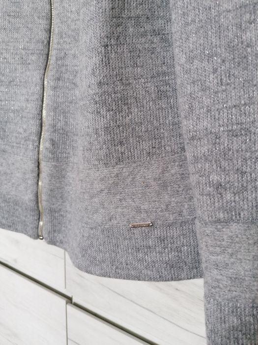 Szary sweter wełniany monnari 46 rozpinany kardigan marynarka żakiet