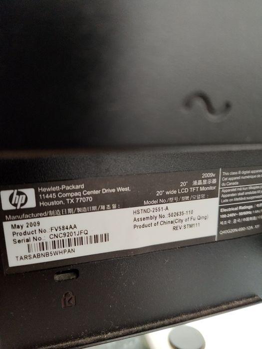 Monitor HP 20' LCD425813582315540482
