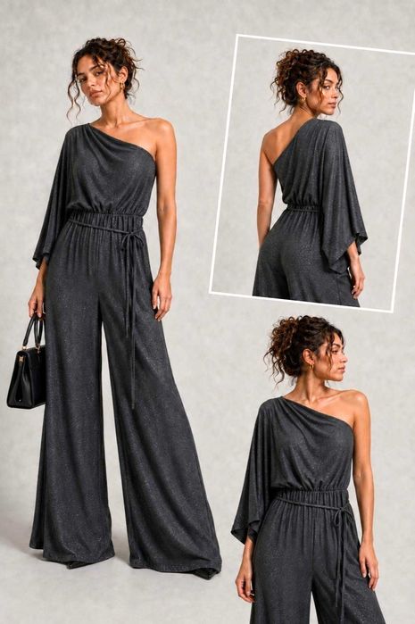 Шикарный брючный комбинезон на одно плечо river island, р. S/M