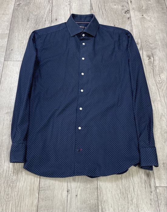 Tommy Hilfiger slim fit рубашка 41 L размер с длинным рукавом синяя