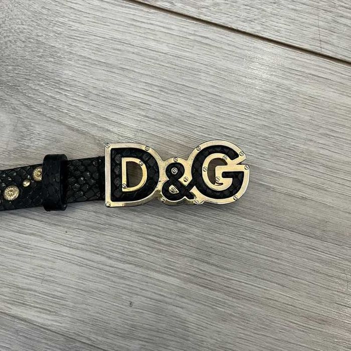 Pasek Dolce & Gabbana Leather Studded Black Belt High End Vintage
