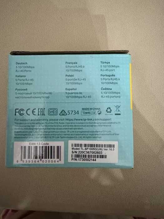 Switch TP-Link TL-SF1005D 5 Portas 10/100Mbps NOVO