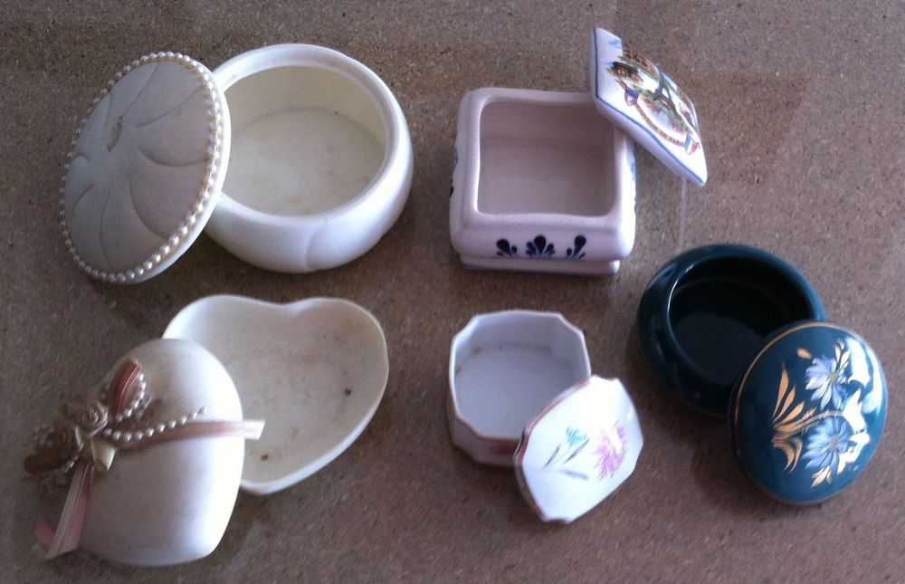 conjunto de caixas de jóias em porcelana