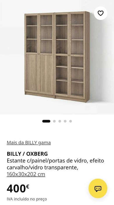 IKEA Biily/OxBerg - Estante c/ Painel e Portas de Vidro