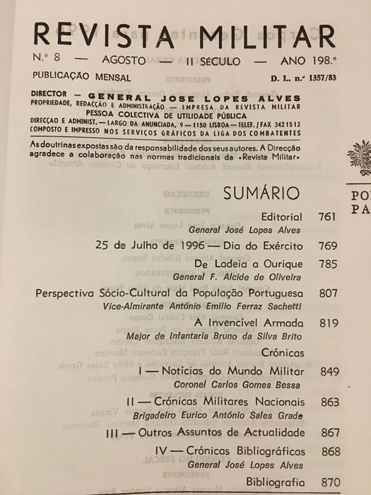 Revista Militar. Ourique. Conde Lippe. Ordem Avis. Invencível Armada