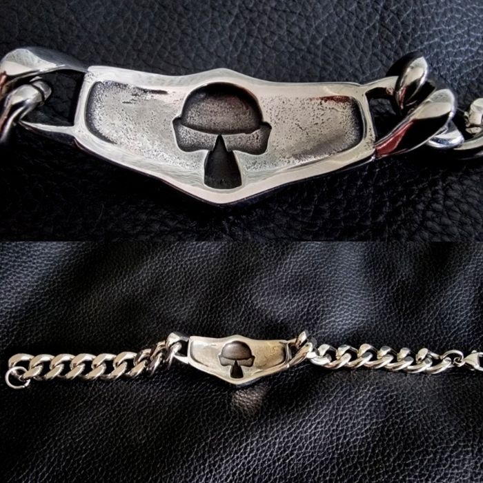 Stalowa masywna efektowna bransoletka czaszka Harley chopper motocyklo