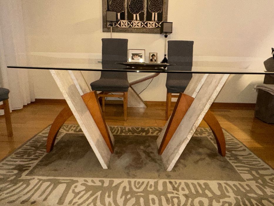 Mesa de Jantar vidro e Pedra