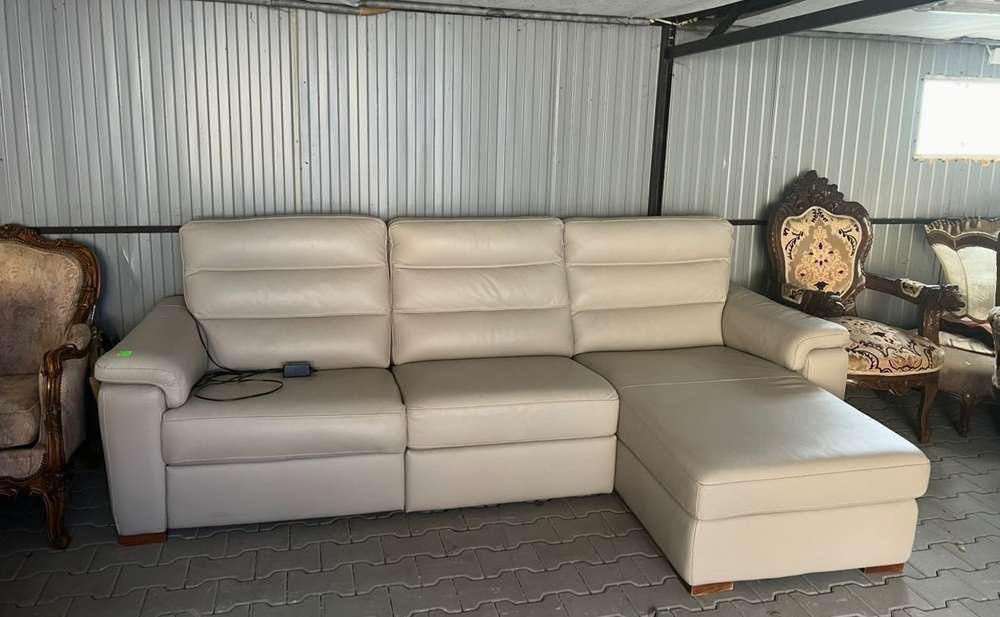 Włoski narożnik z funkcją relaks-skóra naturalna