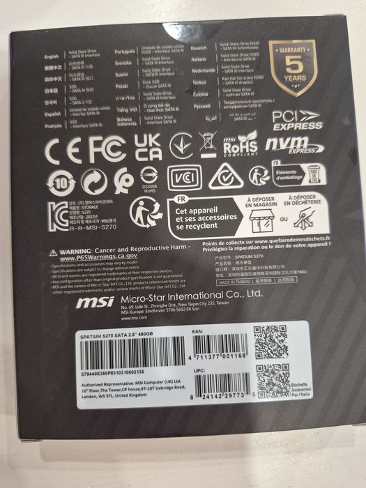 SSD 480 GB MSI Spatium S270 SATA 2.5"64730204778113122