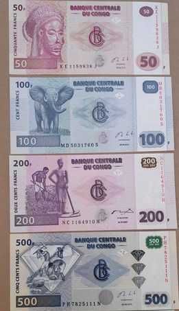 Congo - lote de 4 notas novas