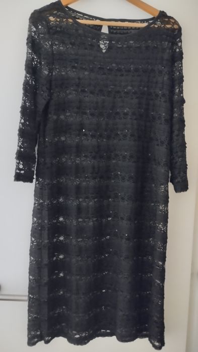 Vestido chique renda preto cerimónia