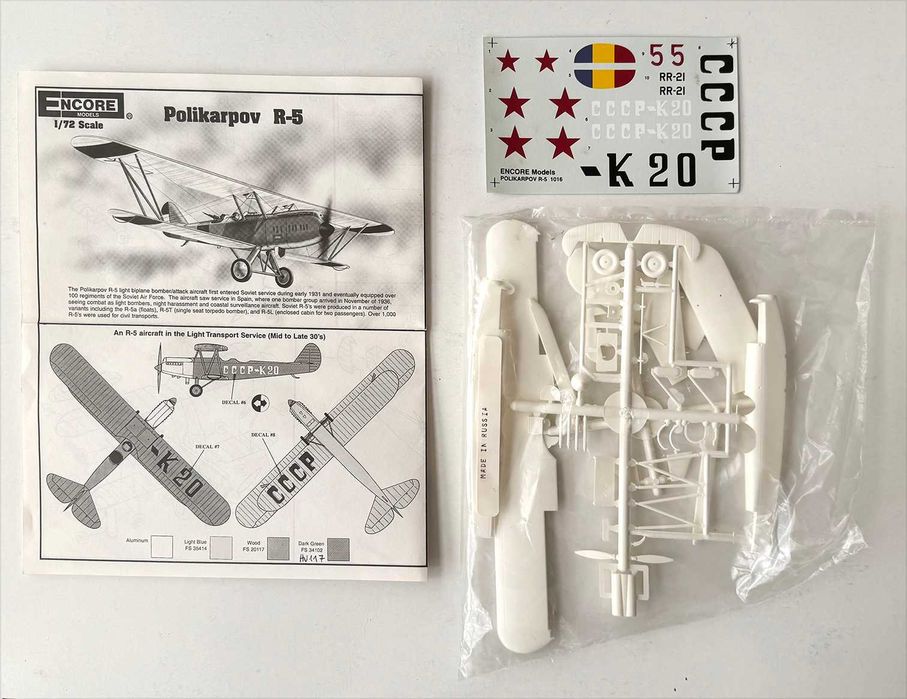 Encore models_Polikarpov R-6. ESc.1:72.  Completo e como novo.